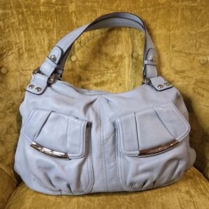 B. Makowsky Light Blue Leather Handbag Shoulder Bag